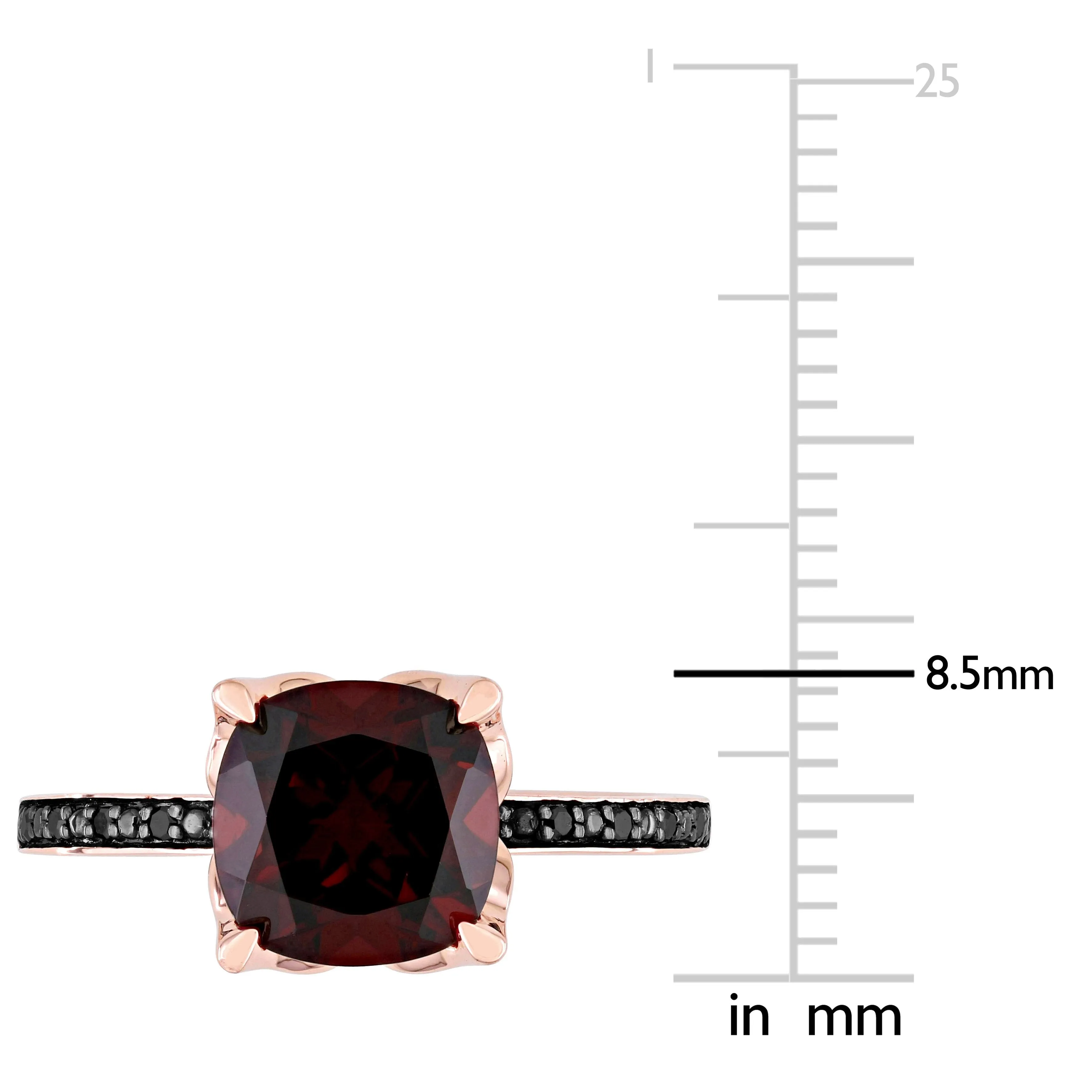 Miadora Cushion-Cut Garnet and Black Diamond Ring in 10k Rose Gold sold by Zulily product image thumbnail 3