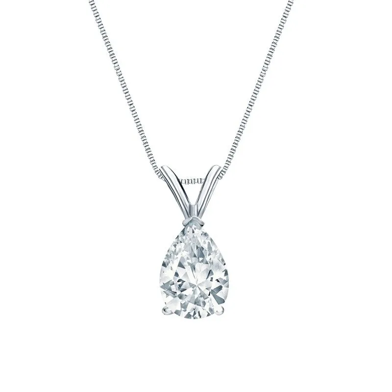 Auriya 18-karat Gold 2.25ctw Pear Solitaire Lab Grown Diamond Necklace V-End (D-E VVS) Prong - 2.25 sold by Zulily