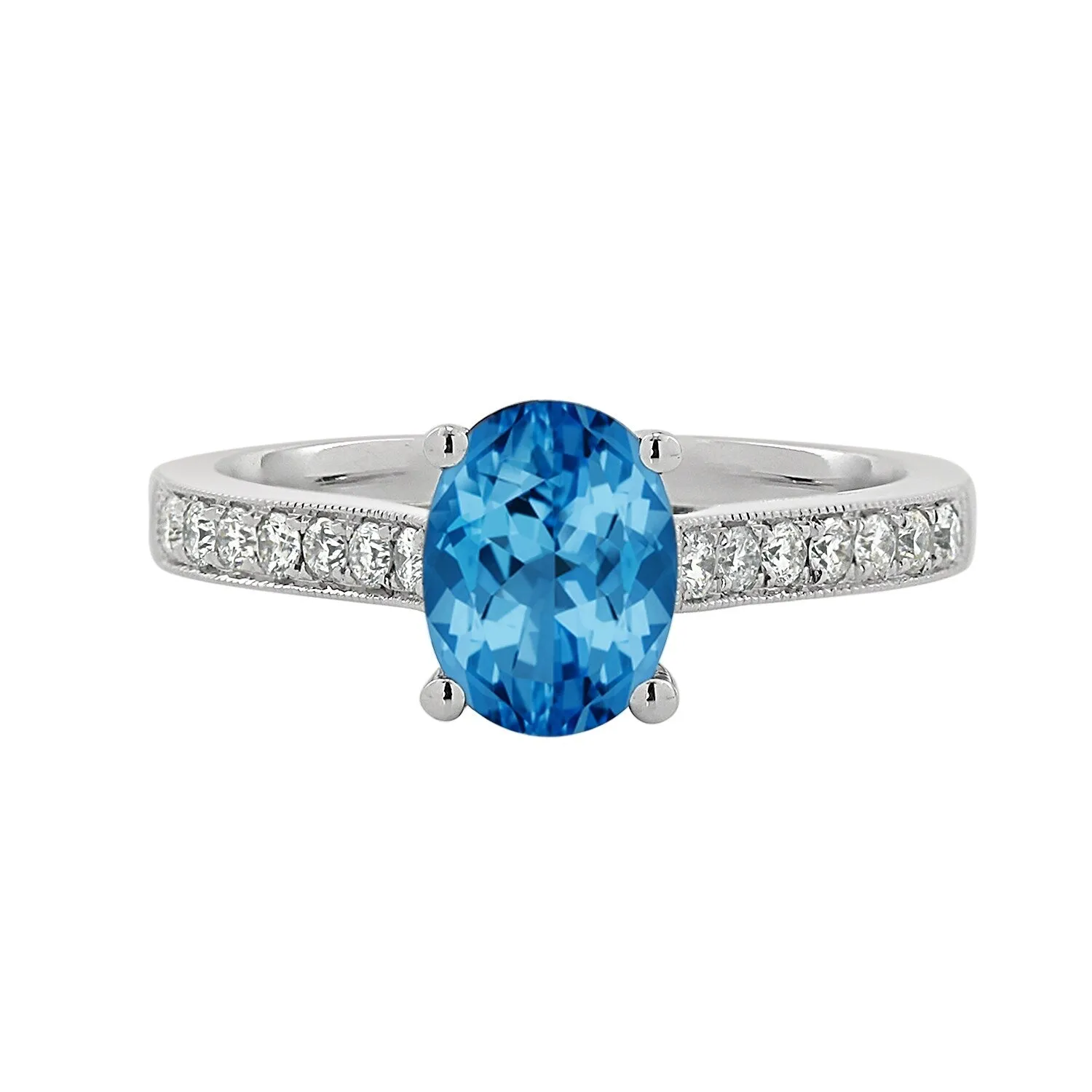 Auriya 1 1/5ct Fancy Oval Swiss Blue Topaz and Diamond Engagement Ring 1/4ctw 14k Gold sold by Zulily product image thumbnail 2