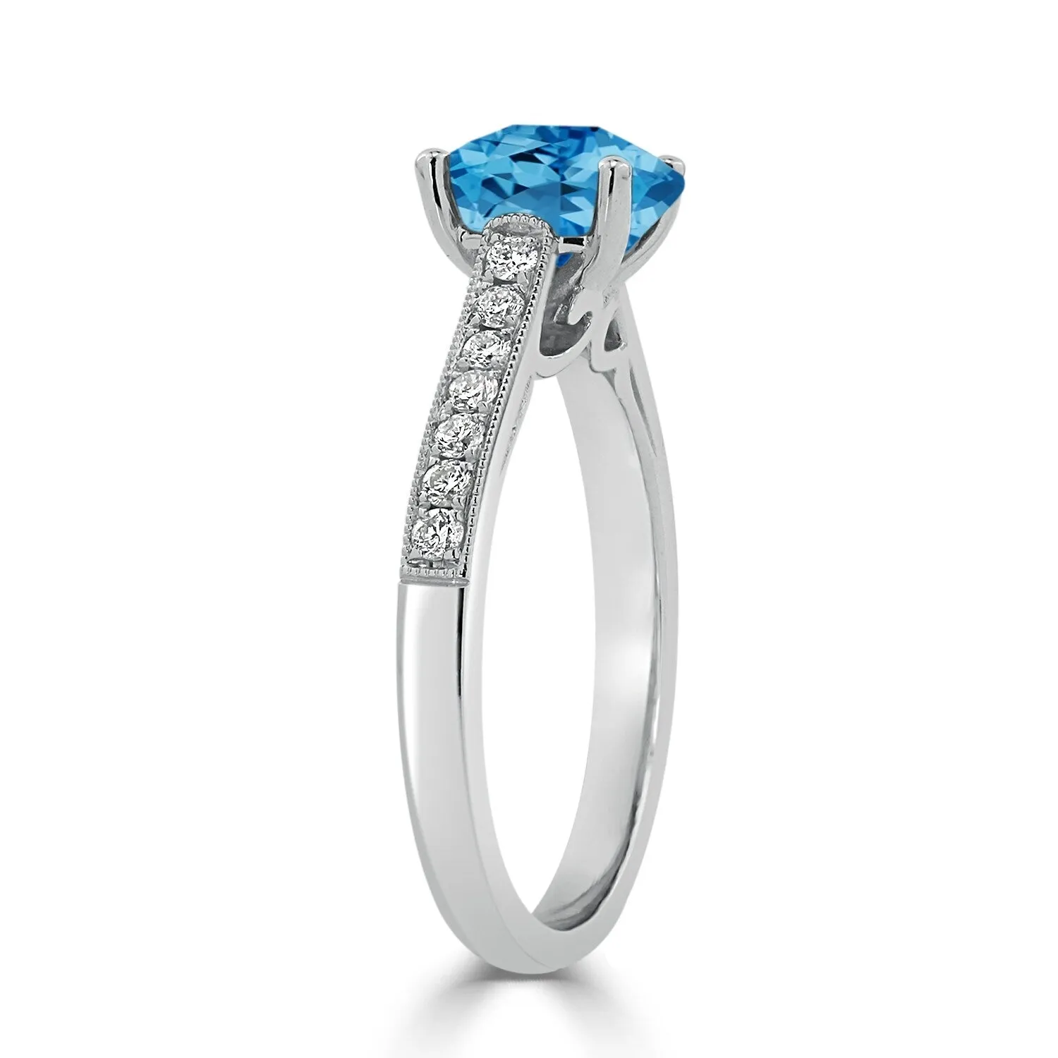 Auriya 1 1/5ct Fancy Oval Swiss Blue Topaz and Diamond Engagement Ring 1/4ctw 14k Gold sold by Zulily product image thumbnail 4