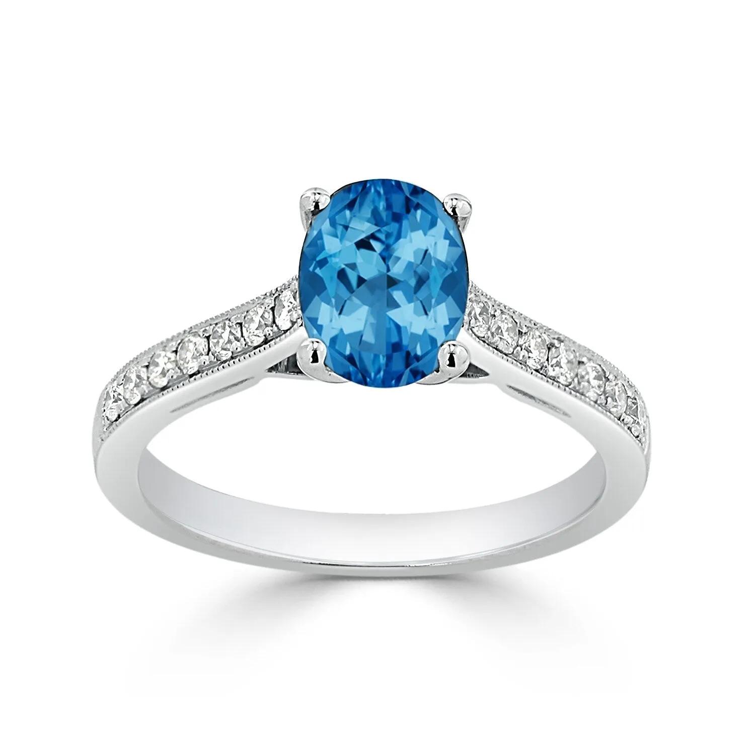 Auriya 1 1/5ct Fancy Oval Swiss Blue Topaz and Diamond Engagement Ring 1/4ctw 14k Gold sold by Zulily product image thumbnail 3