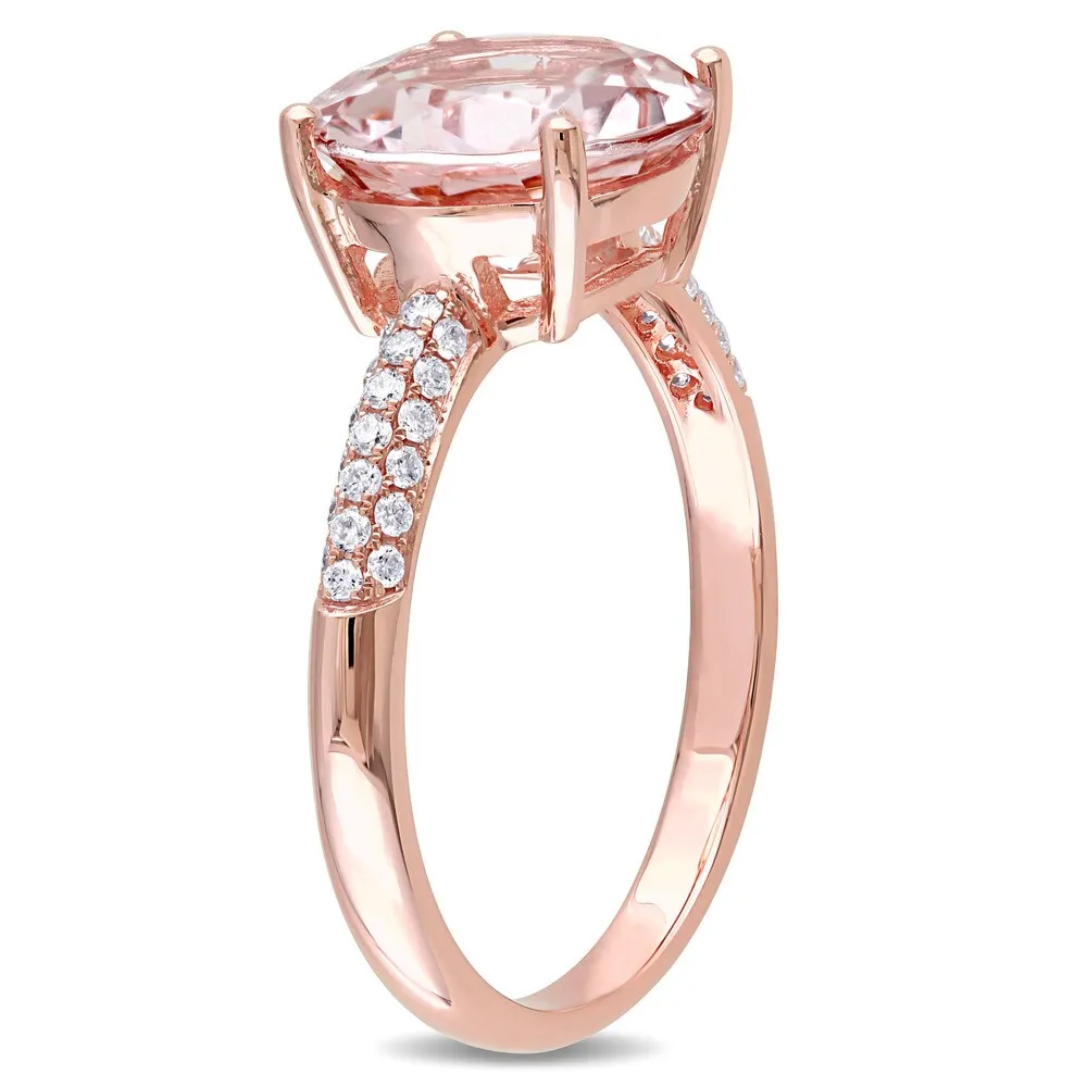 Miadora 14k Rose Gold Morganite and 1/5ct TDW Diamond Cocktail Ring (G-H, SI1-SI2) - Pink sold by Zulily product image thumbnail 5