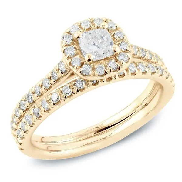 Auriya 14k Gold 1ctw Cushion-cut Halo Diamond Engagement Ring Set sold by Zulily product image thumbnail 2