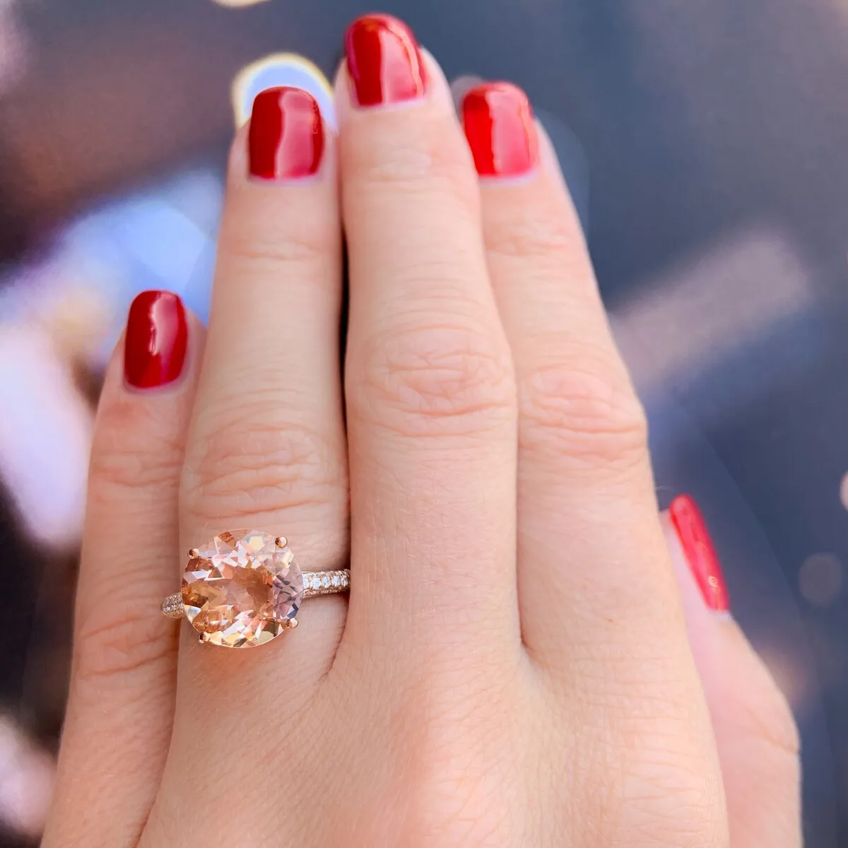 Miadora 14k Rose Gold Morganite and 1/5ct TDW Diamond Cocktail Ring (G-H, SI1-SI2) - Pink sold by Zulily product image thumbnail 3
