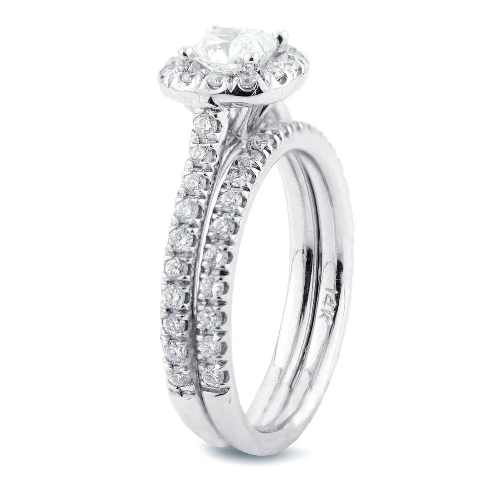 Auriya 14k Gold 1ctw Cushion-cut Halo Diamond Engagement Ring Set sold by Zulily product image thumbnail 3