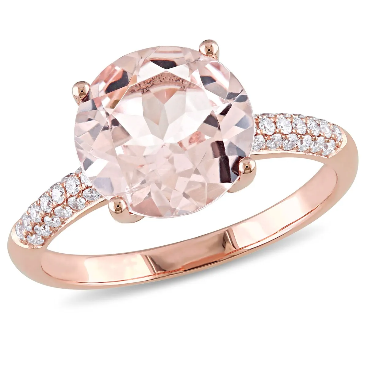 Miadora 14k Rose Gold Morganite and 1/5ct TDW Diamond Cocktail Ring (G-H, SI1-SI2) - Pink sold by Zulily product image thumbnail 2