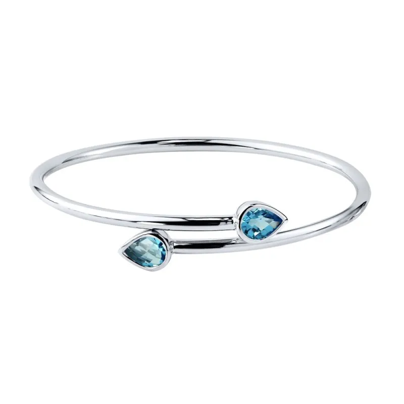 Auriya 2 1/2ct Pear-cut Swiss Blue Topaz Bypass Bangle Bracelet Gold over Silver sold by Zulily