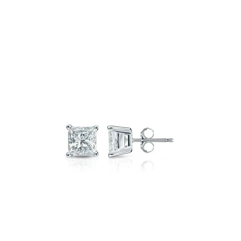 Auriya 18-karat Gold Lab Grown 0.25 carat TDW Princess Diamond Stud Earrings 4-Prong Basket Push-back sold by Zulily product image thumbnail 5