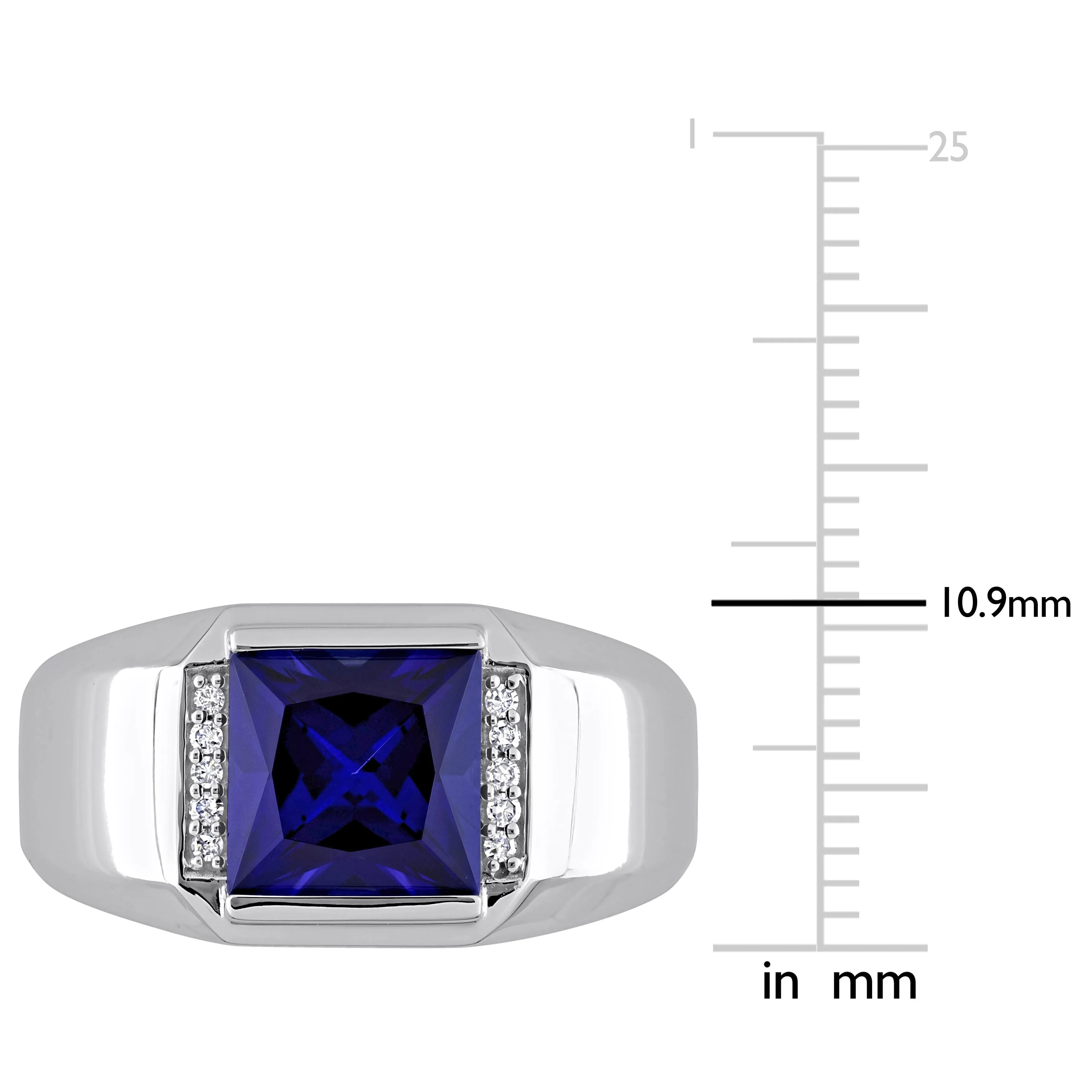 Miadora 3 CT TGW Created Sapphire and Diamond Accent Mens Ring in 10k White Gold sold by Zulily product image thumbnail 3