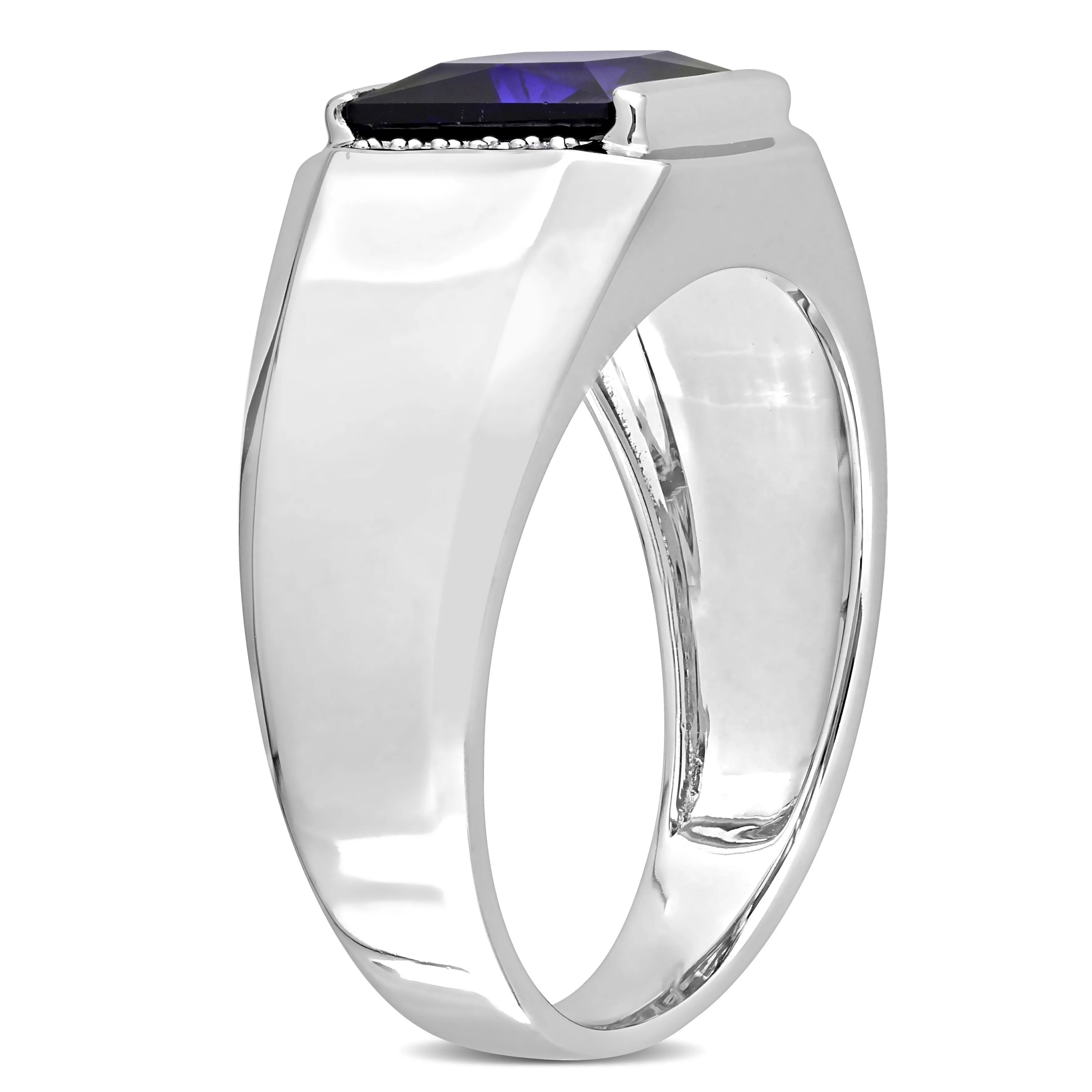Miadora 3 CT TGW Created Sapphire and Diamond Accent Mens Ring in 10k White Gold sold by Zulily product image thumbnail 2