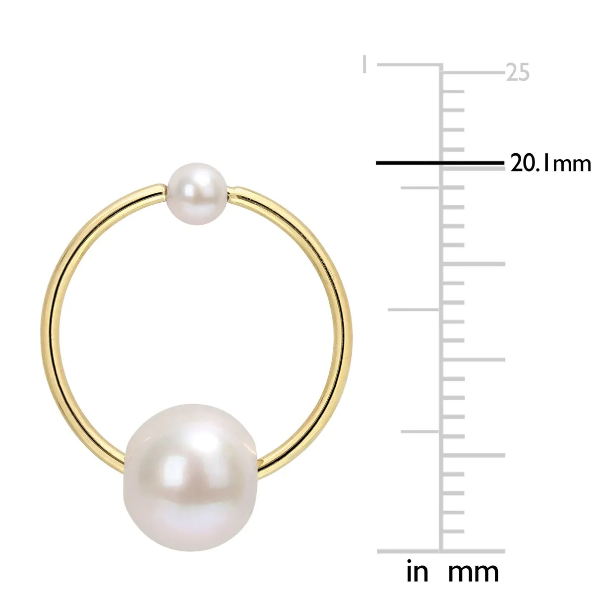 Miadora Cultured Freshwater Pearl Open Hoop Drop Earrings in 14k Yellow Gold (3-7.5mm) sold by Zulily product image thumbnail 2