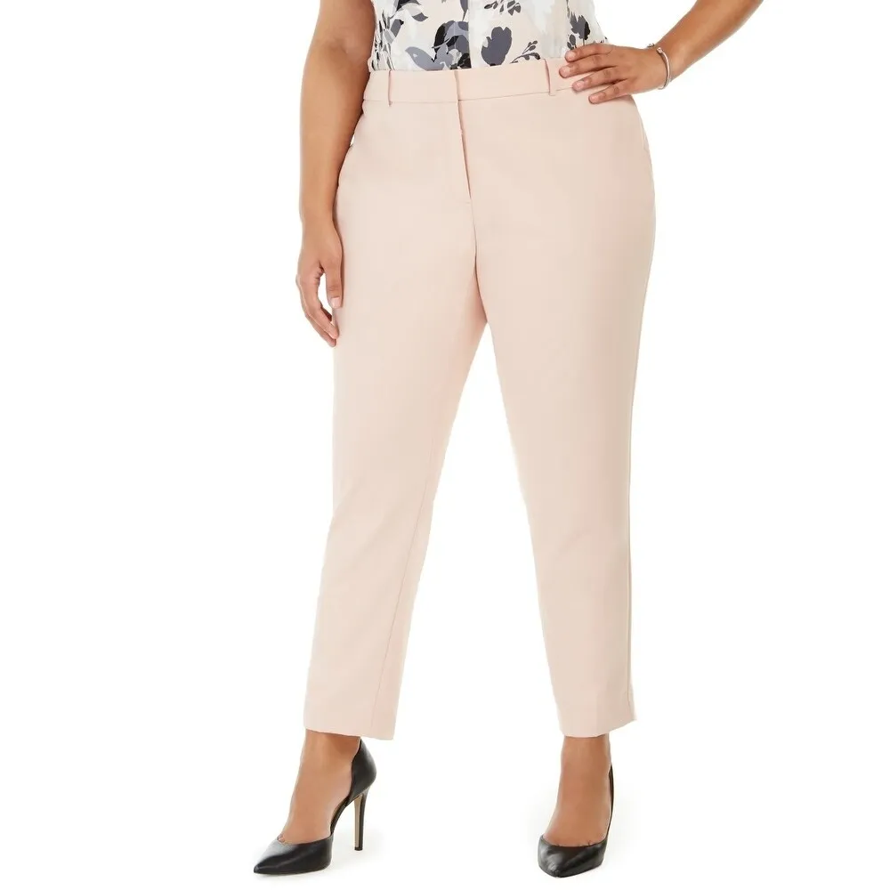 Calvin Klein Women's Slim It Straight Leg Dress Pants Pink Size 18W sold by Zulily