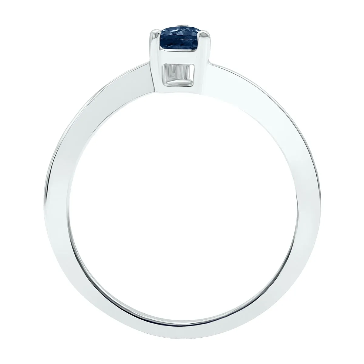 Women's Solitaire Sapphire Wave Ring in 10K White Gold sold by Zulily product image thumbnail 2