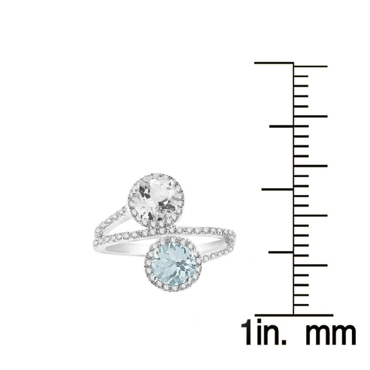 Sterling Silver with Natural Aquamarine and White Topaz Bypass Ring sold by Zulily product image thumbnail 3