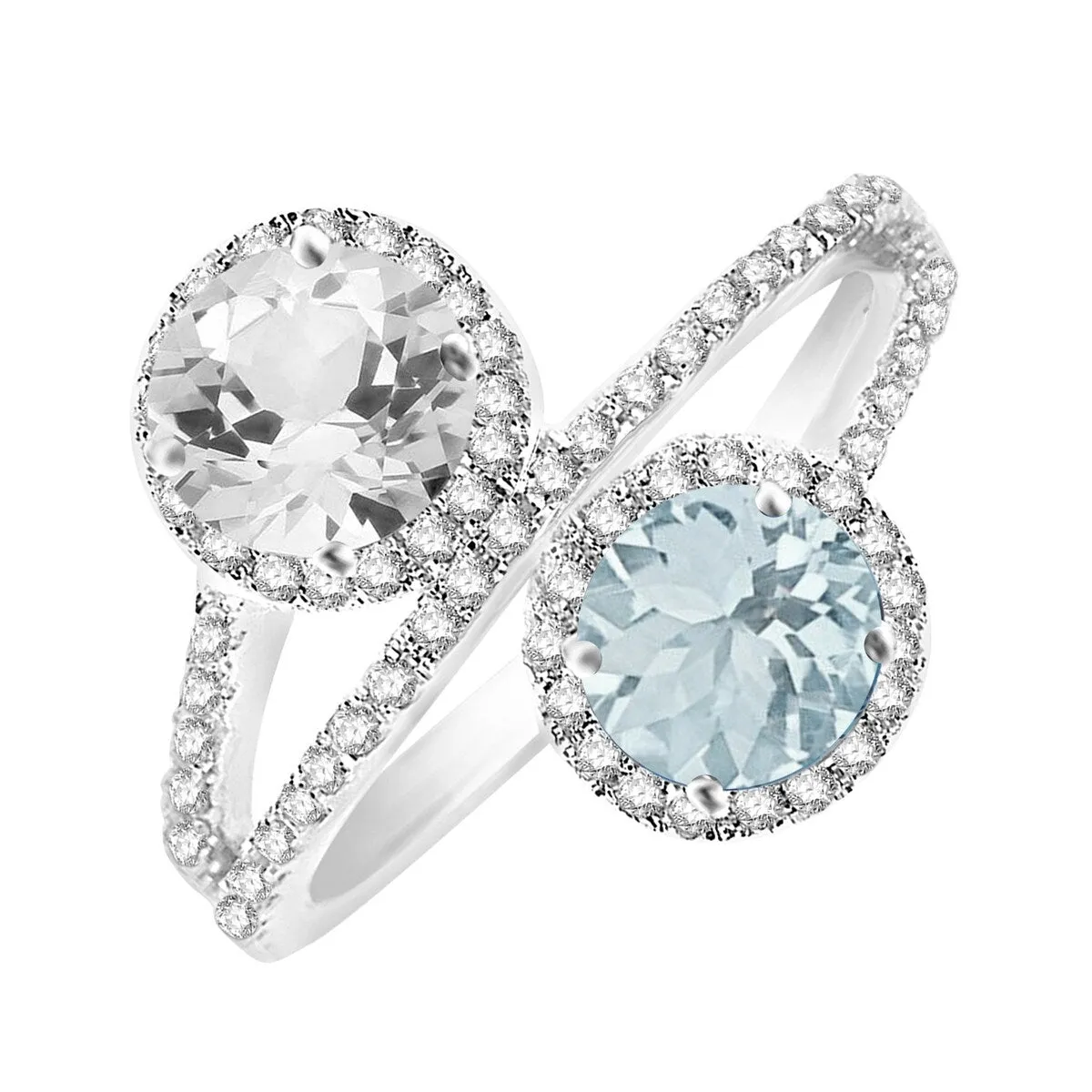 Sterling Silver with Natural Aquamarine and White Topaz Bypass Ring sold by Zulily product image thumbnail 2