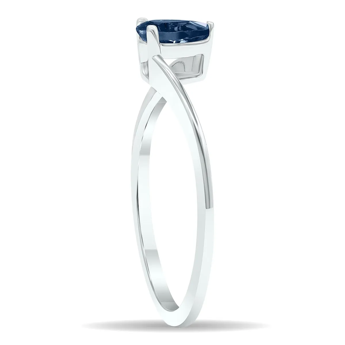 Women's Solitaire Sapphire Wave Ring in 10K White Gold sold by Zulily product image thumbnail 3