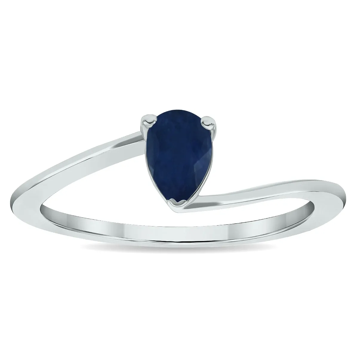 Women's Solitaire Sapphire Wave Ring in 10K White Gold sold by Zulily