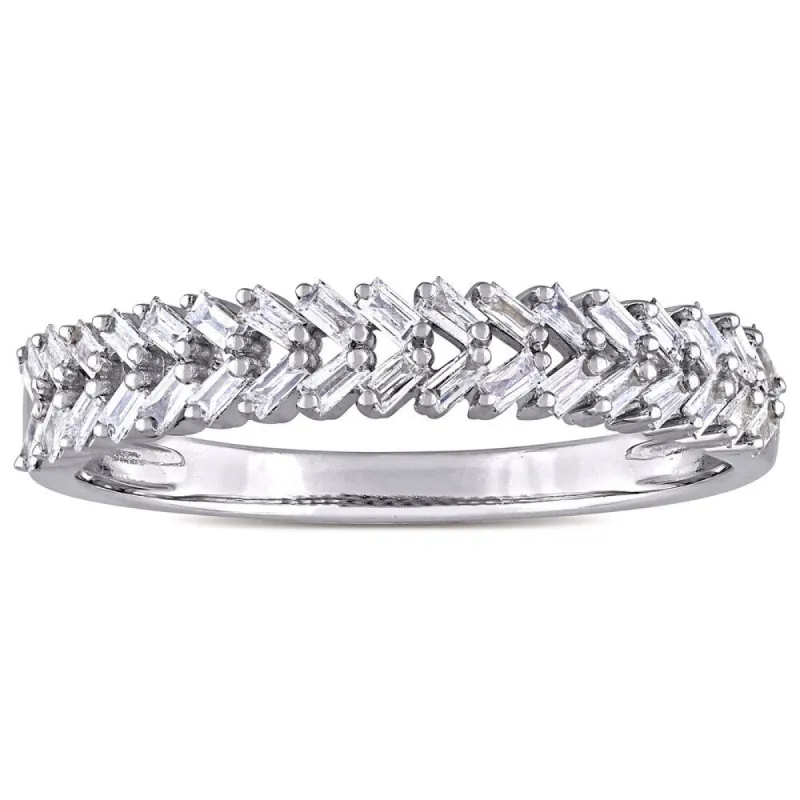Miadora 14k White Gold 1/3ct TDW Tapered Baguette Diamond Braided Design Band sold by Zulily