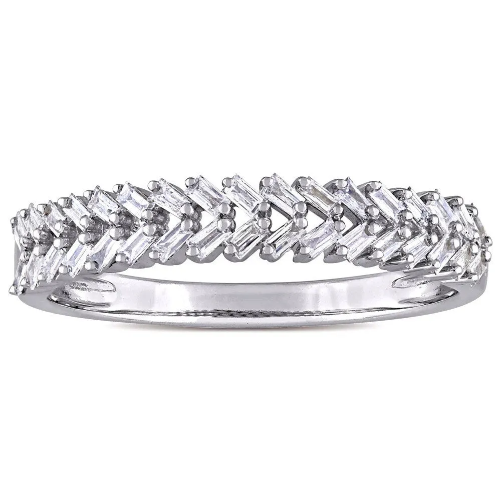 Miadora 14k White Gold 1/3ct TDW Tapered Baguette Diamond Braided Design Band sold by Zulily