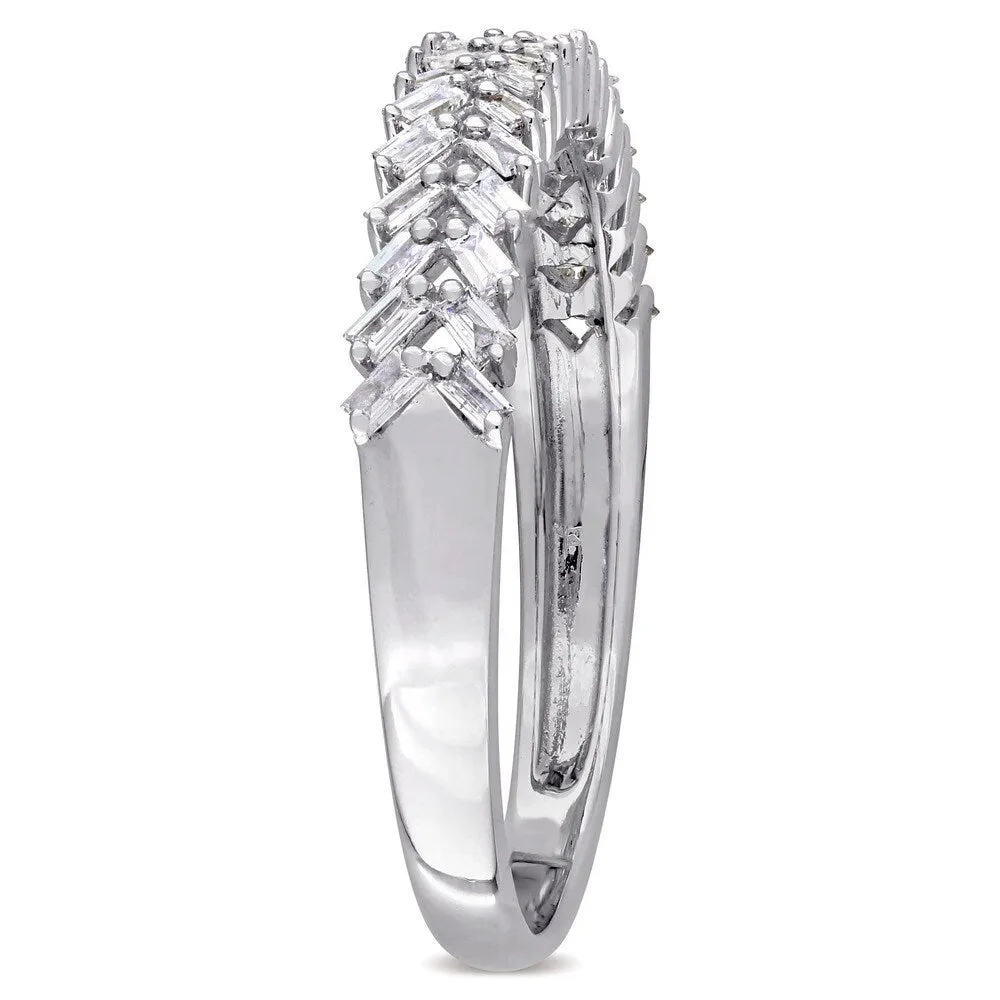Miadora 14k White Gold 1/3ct TDW Tapered Baguette Diamond Braided Design Band sold by Zulily product image thumbnail 2