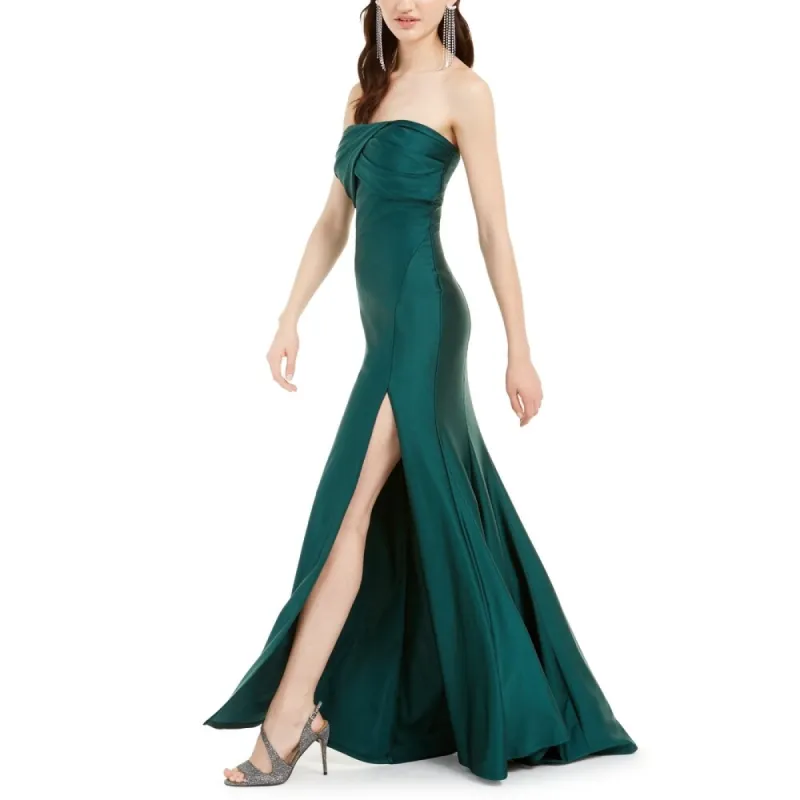 Jump Junior's Ruched Strapless Gown Green Size XL sold by Zulily