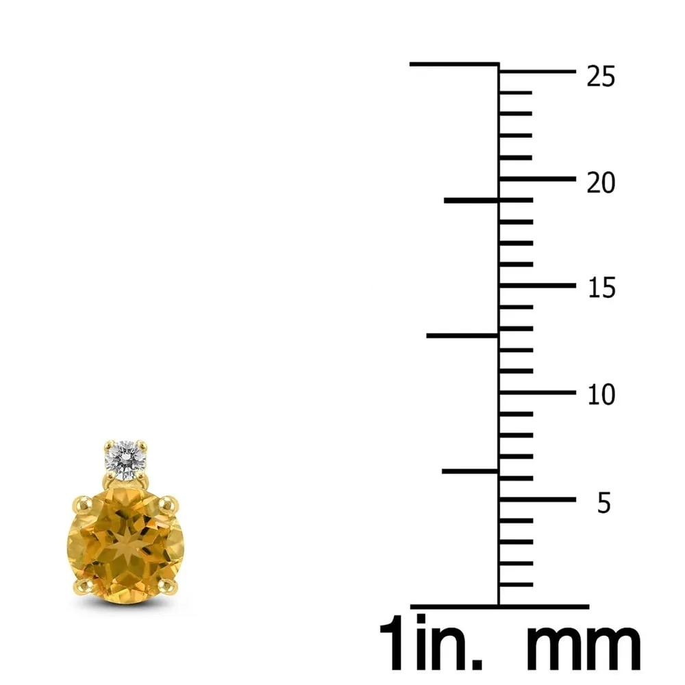 14K Yellow Gold 5MM Round Citrine and Diamond Earrings sold by Zulily product image thumbnail 2