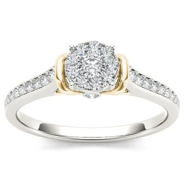 De Couer IGI Certified 10k Two-Tone White Gold 1/3ct TDW Diamond Cluster Engagement Ring sold by Zulily