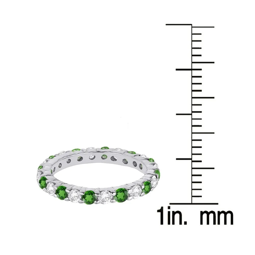 Sterling silver with Green Emerald and Natural White Topaz Eternity Band Ring sold by Zulily product image thumbnail 4