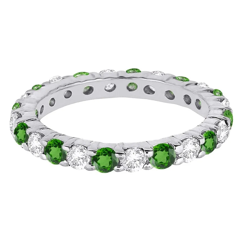 Sterling silver with Green Emerald and Natural White Topaz Eternity Band Ring sold by Zulily product image thumbnail 3