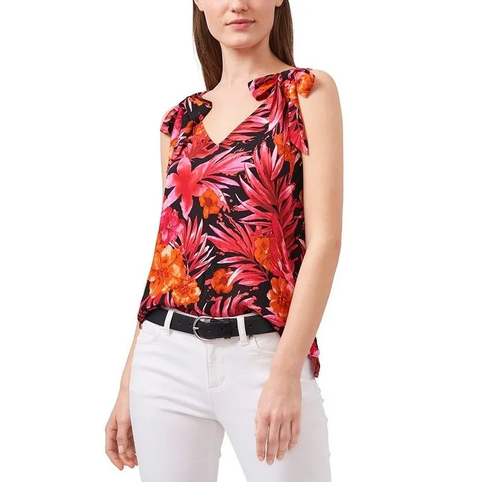 Riley & Rae Women's Printed Tie Shoulder Top Red Size Large sold by Zulily