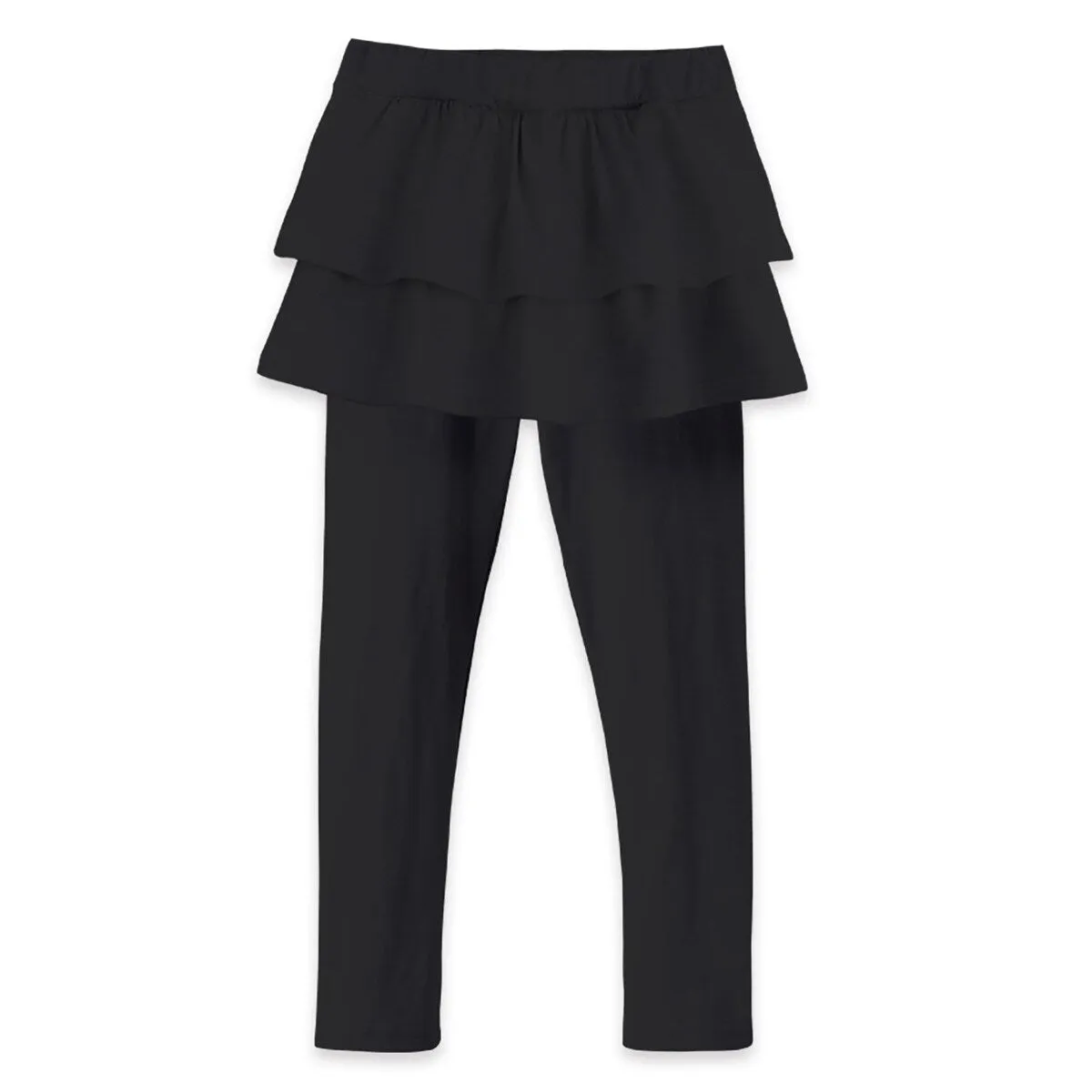 Black Double-Ruffle Skirted Leggings sold by Zulily