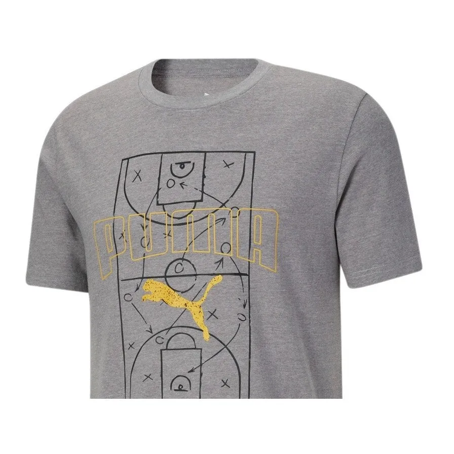 Puma Men's Basketball Court Graphic Short-Sleeve Crewneck T-Shirt Gray Size Large sold by Zulily product image thumbnail 2