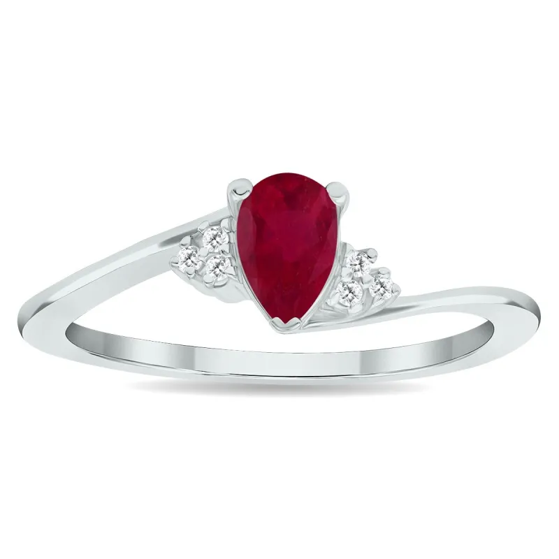 Women's Ruby and Diamond Tierra Ring in 10K White Gold sold by Zulily