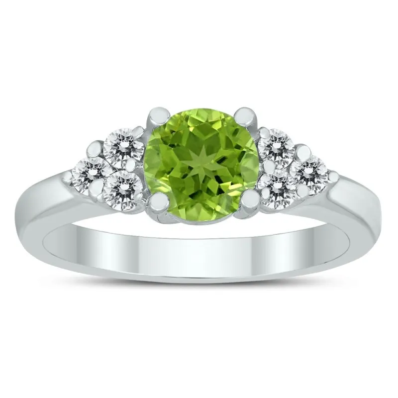 6MM Peridot and Diamond Cynthia Ring in 10K White Gold sold by Zulily