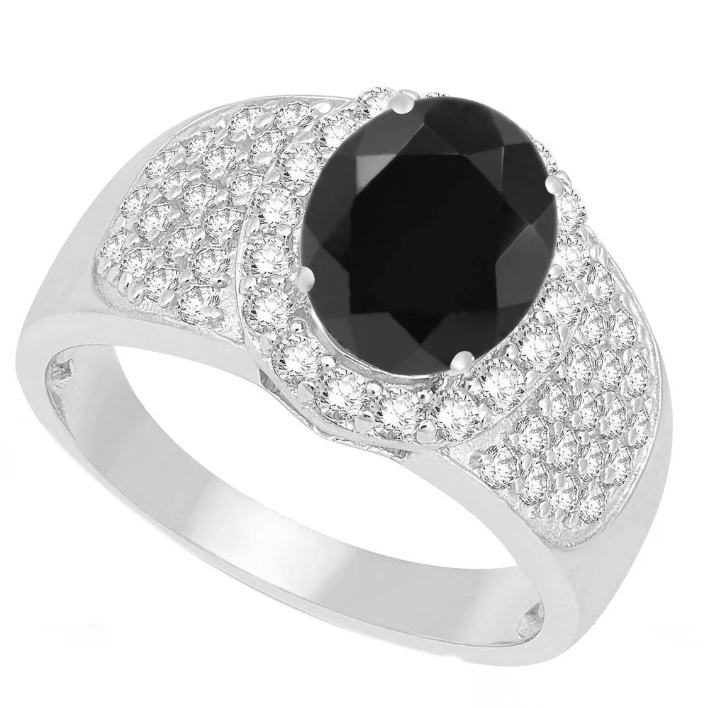 Sterling Silver with Natural Black Spinel and White Topaz Halo Ring sold by Zulily product image thumbnail 2