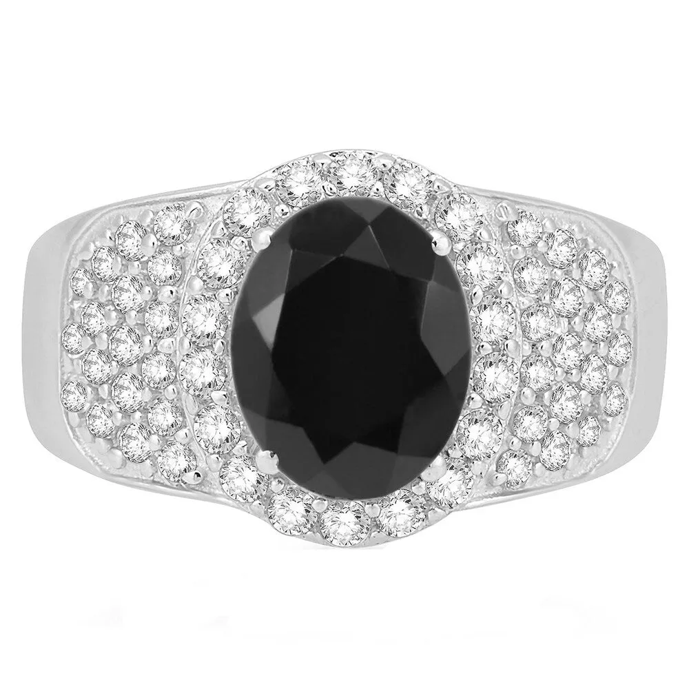 Sterling Silver with Natural Black Spinel and White Topaz Halo Ring sold by Zulily product image thumbnail 3