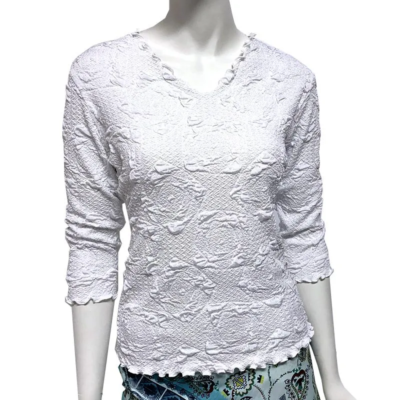 White Lyrac Surreal Textured Top made by Haystacks