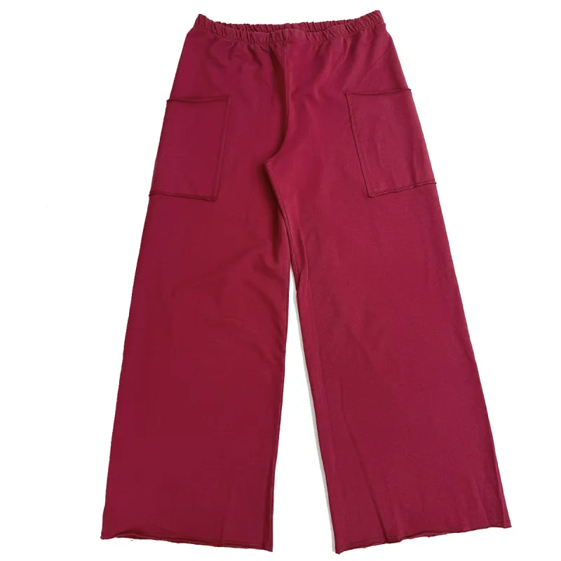 Haystacks French Terry Leelanau Cotton Crop Length Pant (Cabernet) sold by Haystacks