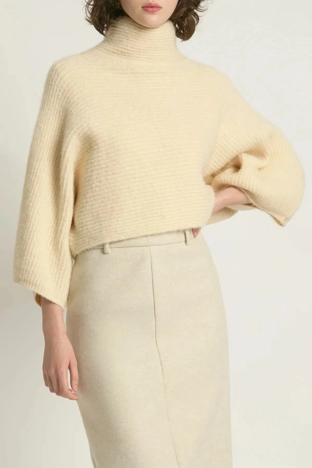 Cocoon Longsleeve Crop Sweater - Ivory sold by Haystacks