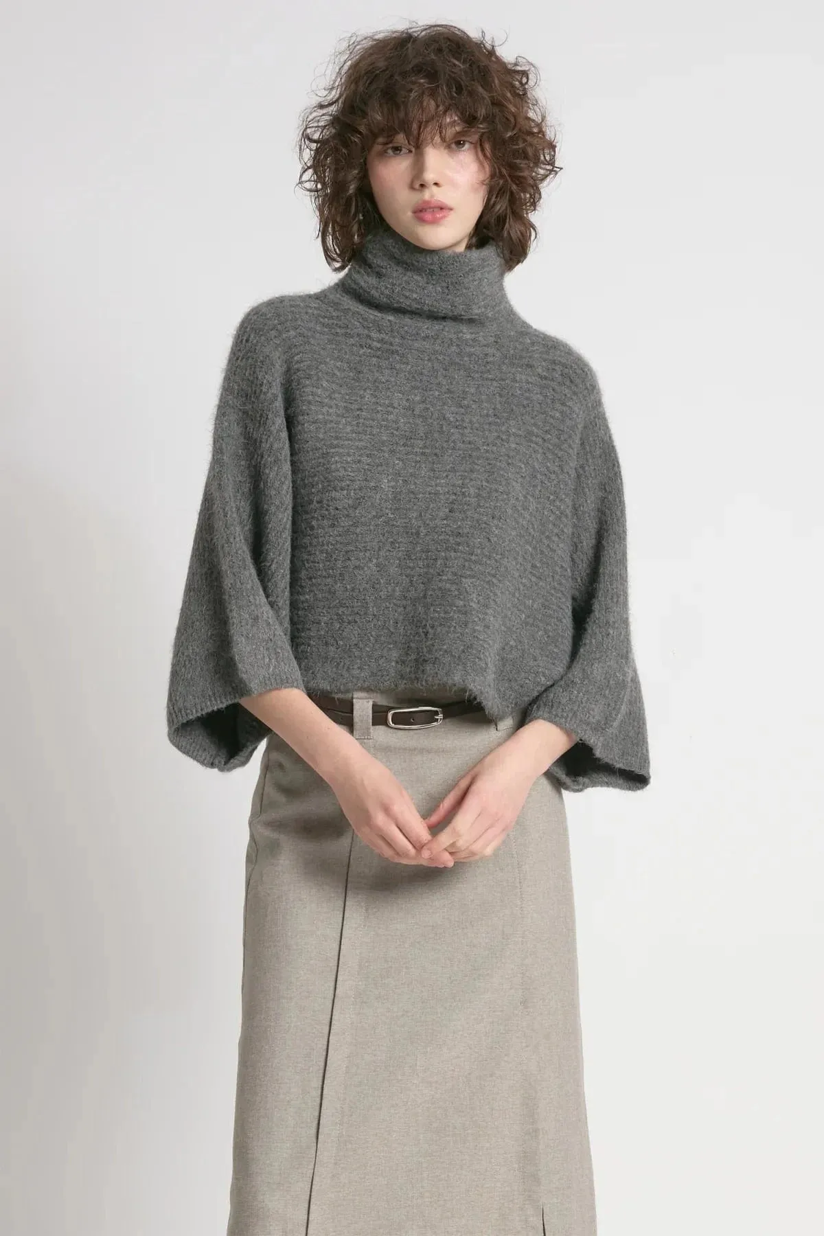 Cocoon Longsleeve Crop Sweater - Charcoal sold by Haystacks