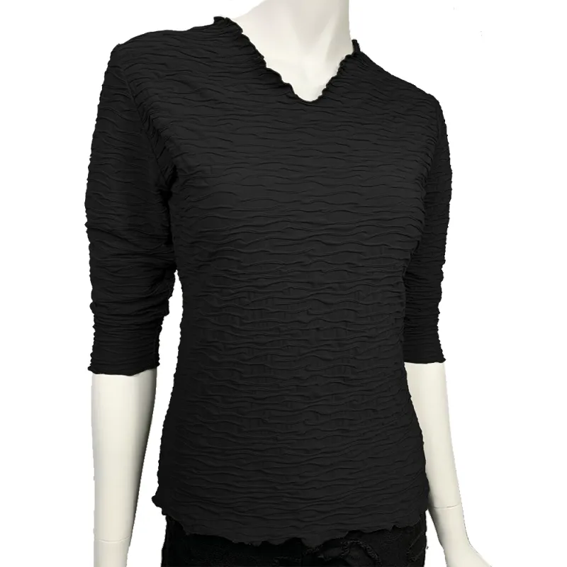 Black Crinkle Surreal Textured Top made by Haystacks