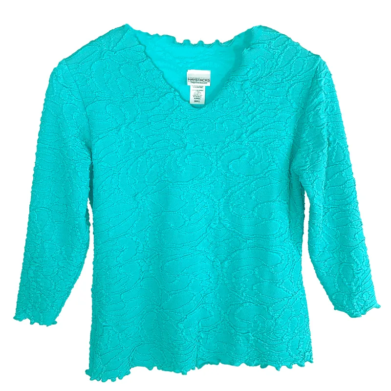 Blue Curacao Fluence Jacquard Knit Surreal Top made by Haystacks