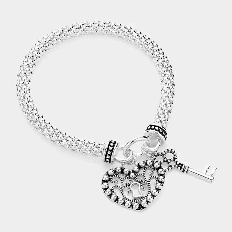 Heart and Key Filigree Bracelet sold by Haystacks