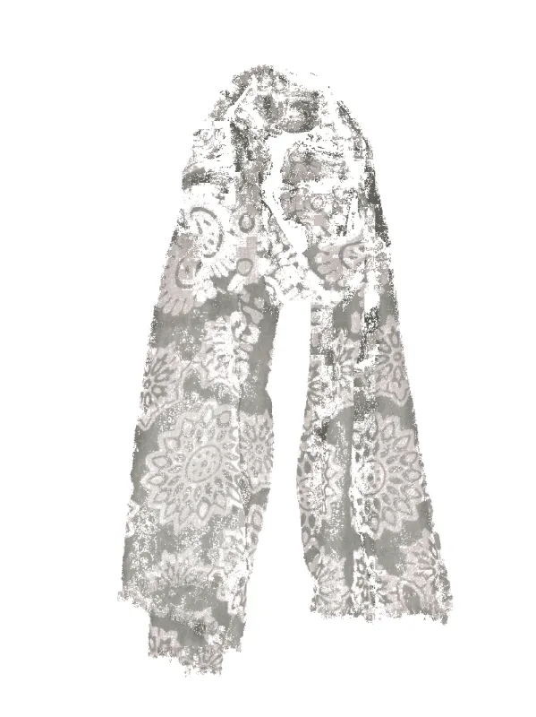 Medallion Print Lightweight 100% Wool Scarf - Olive sold by Haystacks