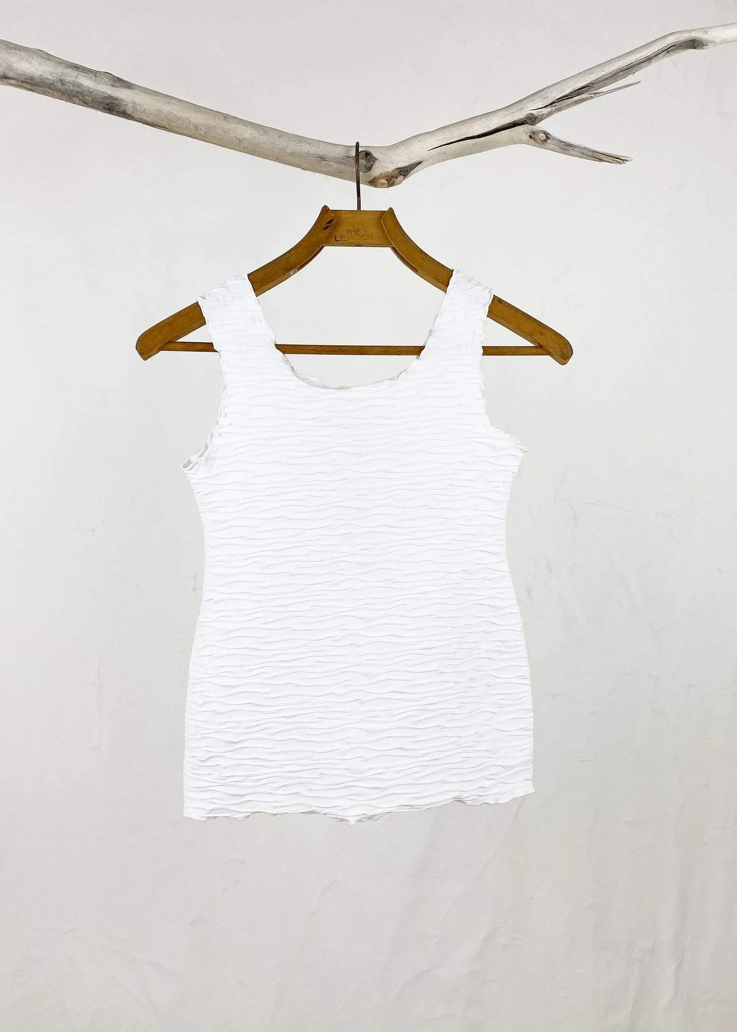 White Crinkle Charming Tank sold by Haystacks