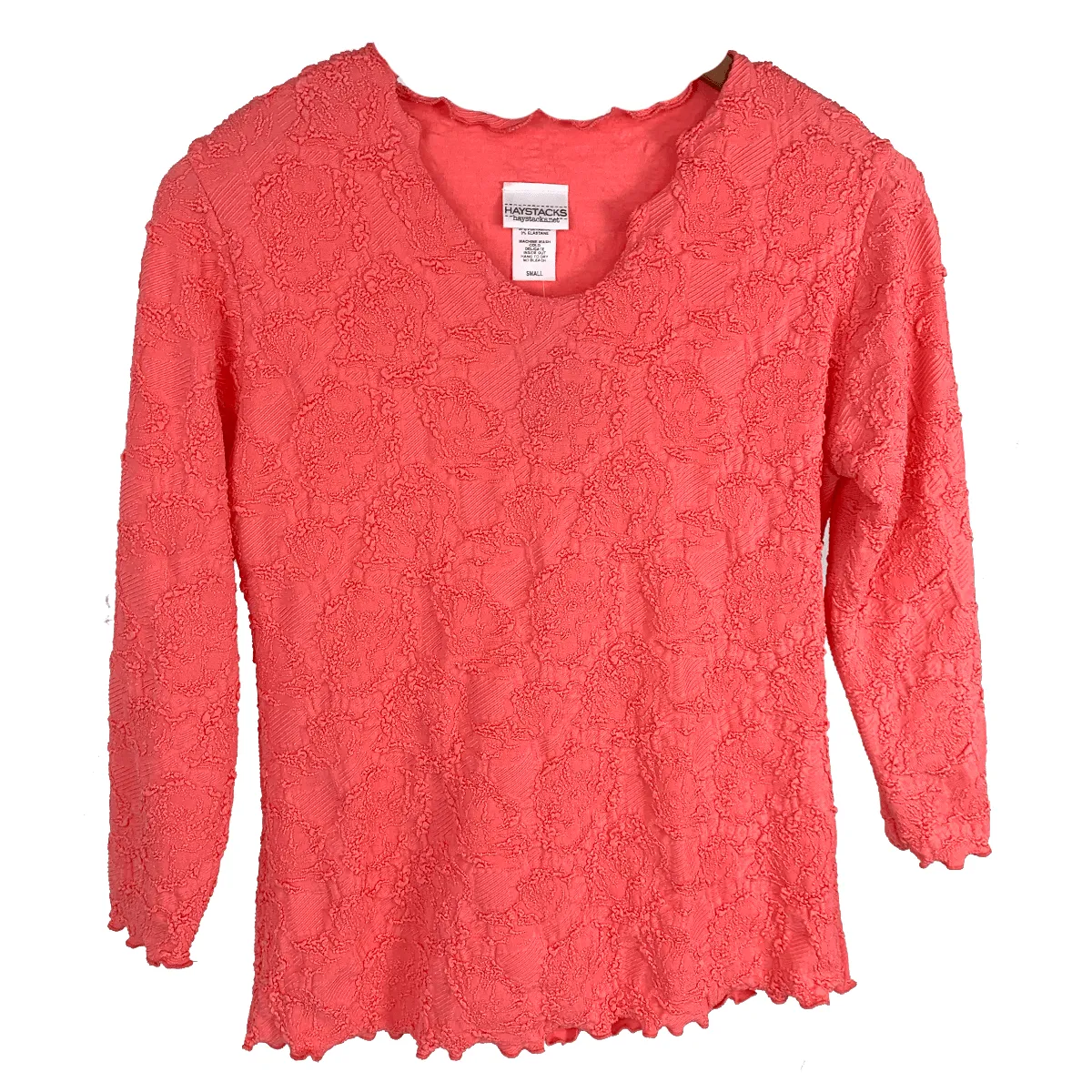 Sugar Coral Jafa Surreal Textured Top sold by Haystacks