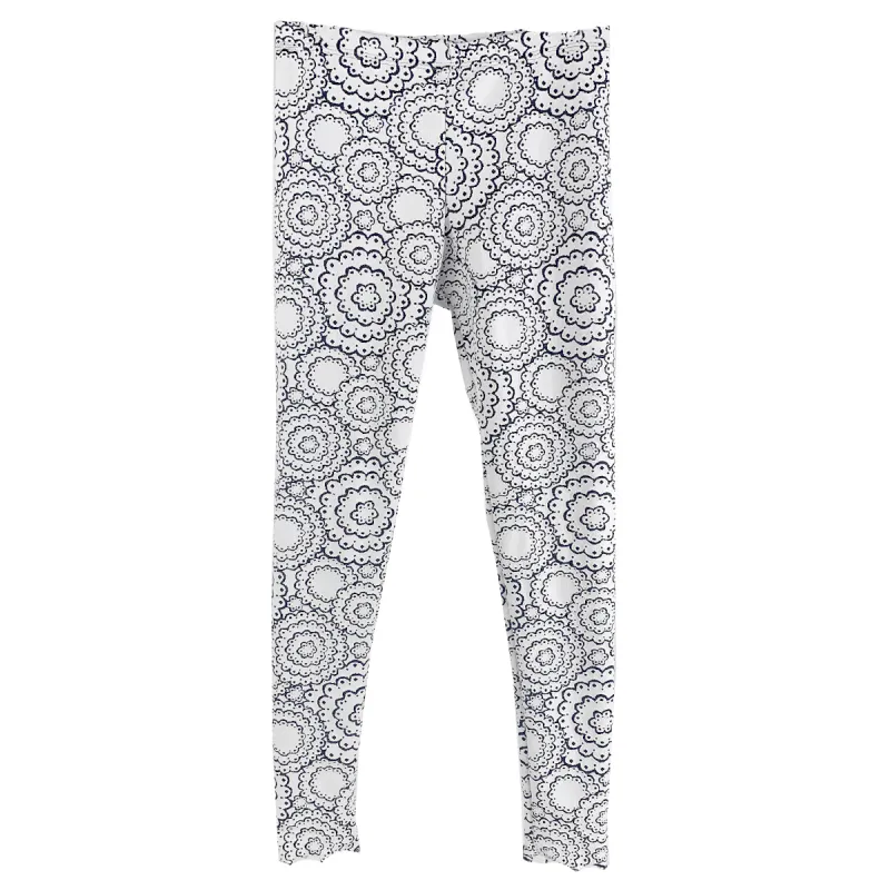 White Doily Jacquard Knit Leggings sold by Haystacks