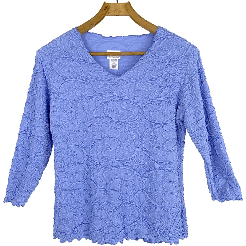 Cornflower Fluence Surreal Textured Top made by Haystacks