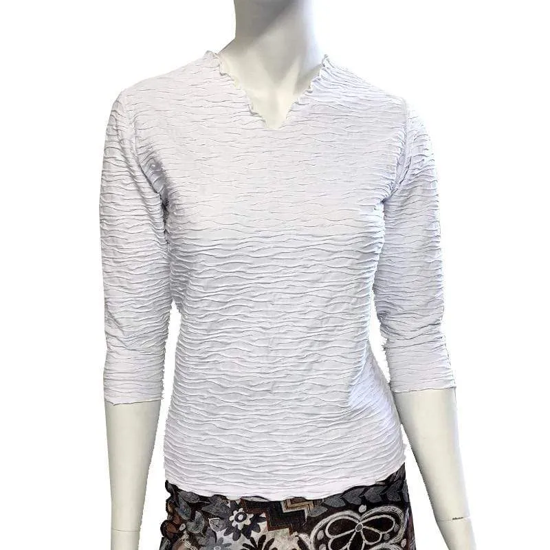 White Crinkle Surreal Textured Top made by Haystacks