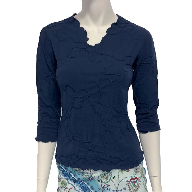 Navy Conduit Surreal Textured Top made by Haystacks